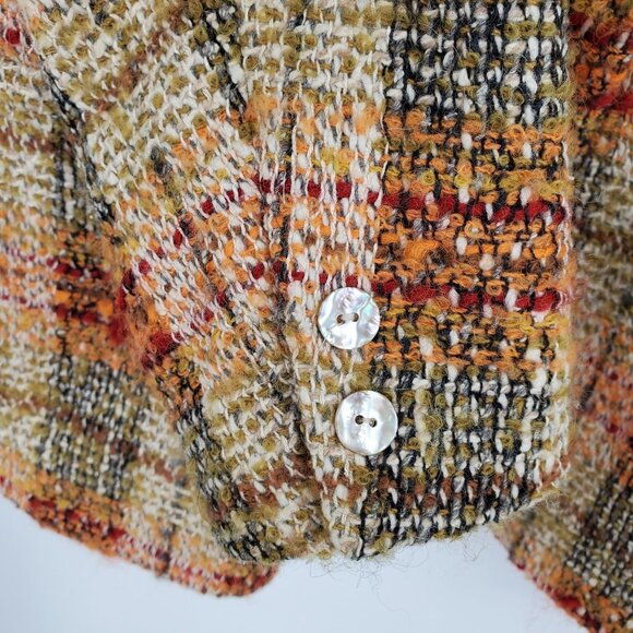 Vintage Alex Pure Wool Orange Plaid Tweed One 0Button Academia Blazer Jacket 12 - Picture 7 of 11